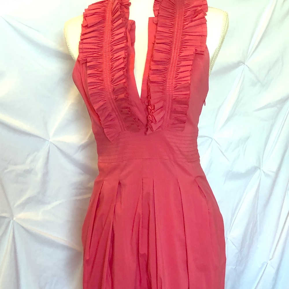 BCBG Maxazria Ruffled Halter Neck Dress